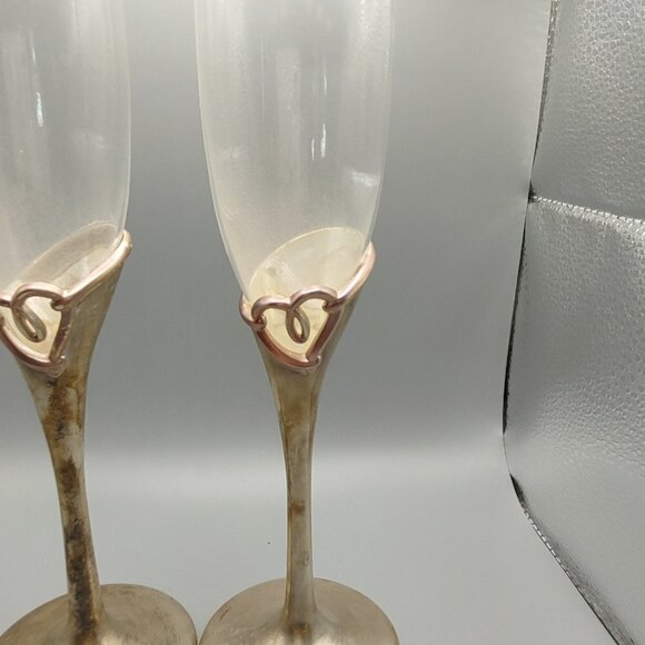 2 - Lenox Silver Plate Silver Hearts Wedding Flutes - Picture 2 of 5